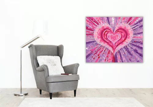 Rózsaszín Szívtörés Absztrakció - számfestő készlet - Számfestő.hu - 50×60cm - keret nélkül