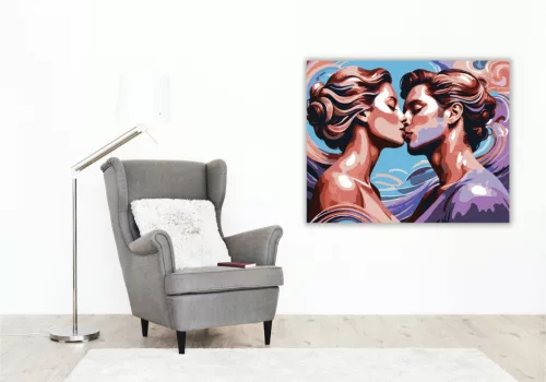 Romantikus Sziluettek Összefonódása - számfestő készlet - Számfestő.hu - 60×70cm - keret nélkül