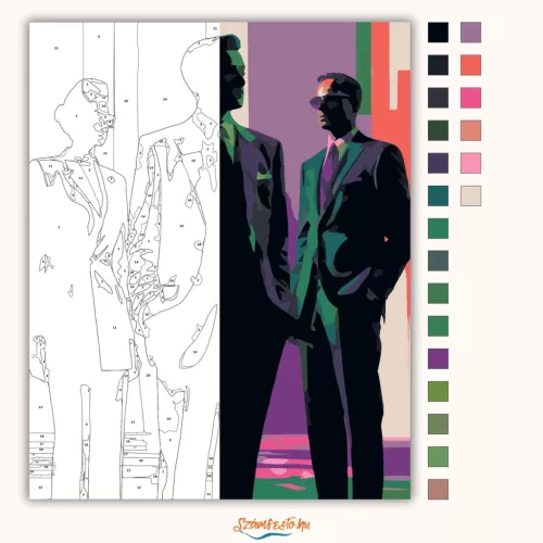 Absztrakt Árnyalatok Sziluettjei - számfestő készlet - Számfestő.hu - 40×50cm - Keretre feszítve