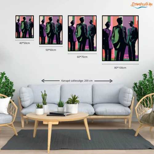 Absztrakt Árnyalatok Sziluettjei - számfestő készlet - Számfestő.hu - 40×50cm - Keretre feszítve