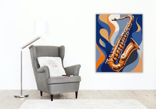 Jazz Szaxofon Absztrakció - számfestő készlet - Számfestő.hu - 40×50cm - keret nélkül