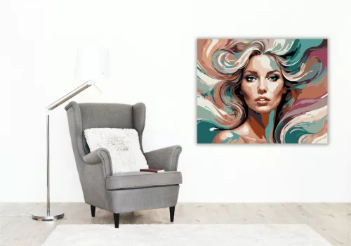 Színáramló Női Sziluett - számfestő készlet - Számfestő.hu - 50×60cm - keret nélkül