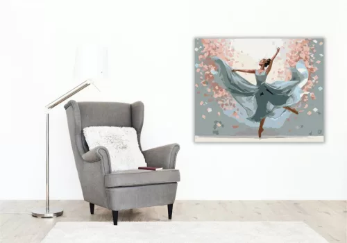 Táncos Lágyság Virágszirmokkal - számfestő készlet - Számfestő.hu - 80×100cm - keret nélkül