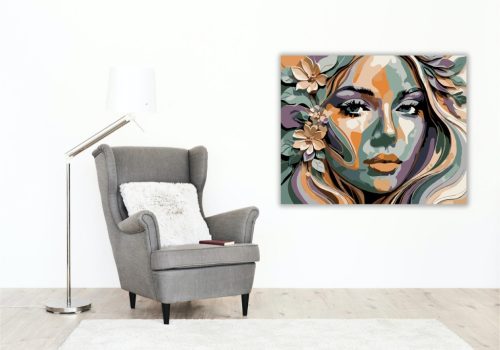 Virágos Arc Absztrakt Kompozíció - számfestő készlet - Számfestő.hu - 40×50cm - keret nélkül