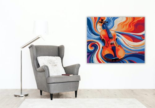 Olvadó Hegedű Hullámok - számfestő készlet - Számfestő.hu - 40×50cm - keretre feszítve