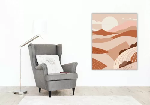Bézs és Terrakotta Tájkép - számfestő készlet - Számfestő.hu - 40×50cm - Keret nélkül