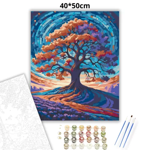 Galaktikus Színkavalkád és Varázslatos Fa - számfestő készlet - Számfestő.hu - 40×50cm - Keret nélkül