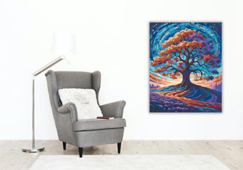 Galaktikus Színkavalkád és Varázslatos Fa - számfestő készlet - Számfestő.hu - 40×50cm - keretre feszítve