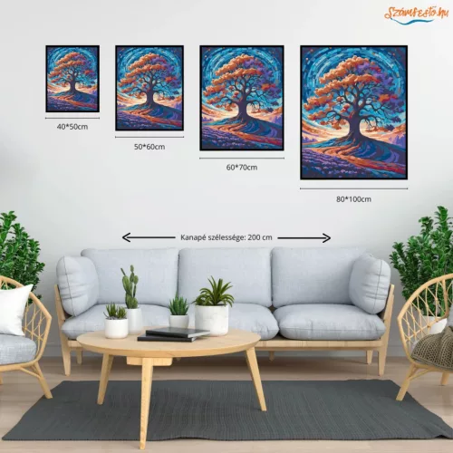 Galaktikus Színkavalkád és Varázslatos Fa - számfestő készlet - Számfestő.hu - 40×50cm - Keret nélkül