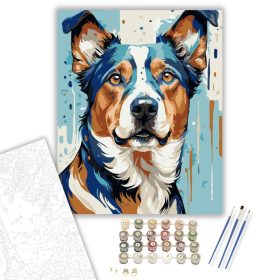 Színes Festett Kutya Portré - számfestő készlet - Számfestő.hu - 40×50cm - keret nélkül