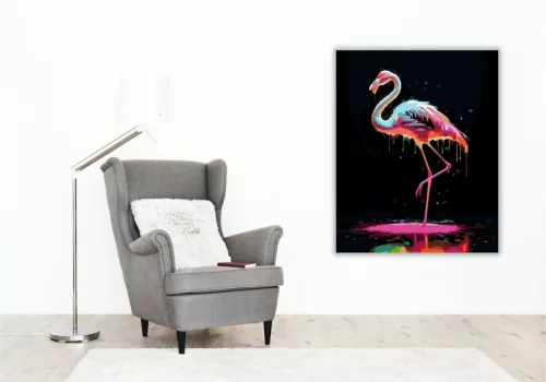 Neon Flamingó és Csillogó Textúrák - számfestő készlet - Számfestő.hu - 40×50cm - keretre feszítve
