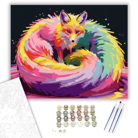 Neon Spirál Róka - számfestő készlet - Számfestő.hu - 40×50cm - keret nélkül