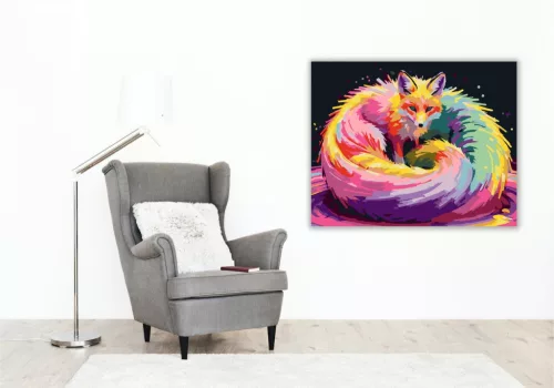 Neon Spirál Róka - számfestő készlet - Számfestő.hu - 40×50cm - keret nélkül