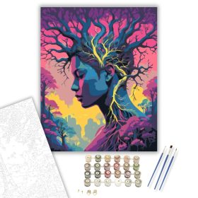 Neon Sziluett Fák és Gyökerek - számfestő készlet - Számfestő.hu - 40×50cm - keret nélkül