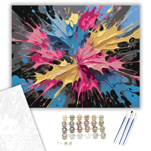 Neon Színű Impasto Káosz - számfestő készlet - Számfestő.hu - 40×50cm - keretre feszítve