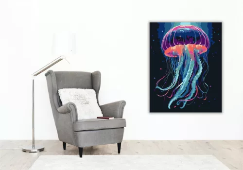 Kozmikus Medúza Élénk Színátmenetekkel - számfestő készlet - Számfestő.hu - 80×100cm - keret nélkül