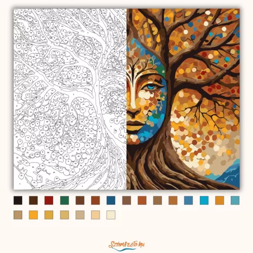 Arcot Formáló Fa Textúrált Ágakkal - számfestő készlet - Számfestő.hu - 40×50cm - Keretre feszítve