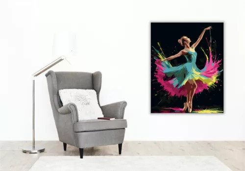 Neon Balerina Mozdulat - számfestő készlet - Számfestő.hu - 80×100cm - keret nélkül