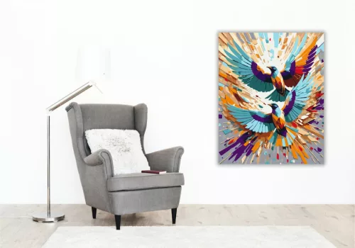Neon Szárnyaló Madarak - számfestő készlet - Számfestő.hu - 80×100cm - keret nélkül