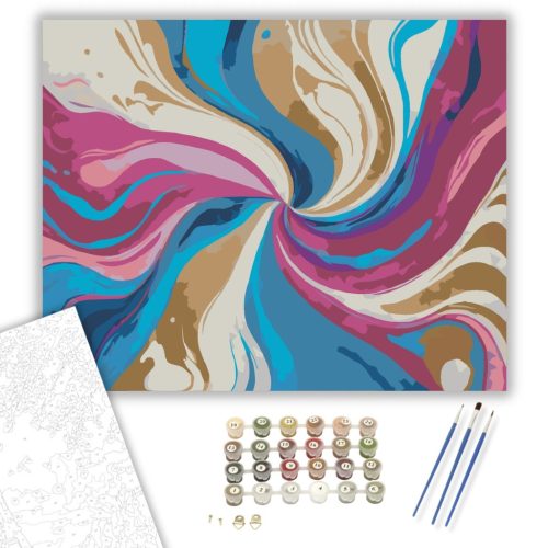 Élénk Márványos Színátmenetek - számfestő készlet - Számfestő.hu - 50×60cm - keretre feszítve