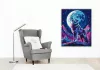Neon Színű Farkas és Hold - számfestő készlet - Számfestő.hu - 50×60cm - keret nélkül