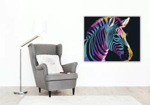 Neon Színátmenetek Zebra Portré - számfestő készlet - Számfestő.hu - 40×50cm - keret nélkül
