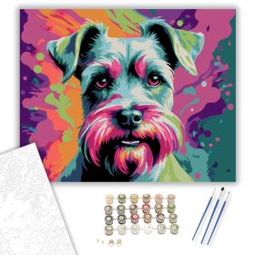 Neon Schnauzer Élénk Textúrákkal - számfestő készlet - Számfestő.hu - 40×50cm - keret nélkül