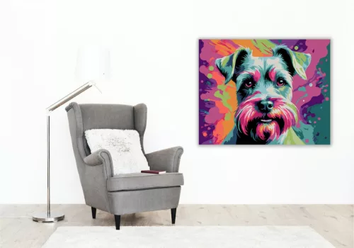 Neon Schnauzer Élénk Textúrákkal - számfestő készlet - Számfestő.hu - 50×60cm - keret nélkül