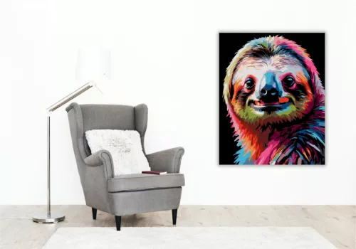 Neon Színű Lajhár - számfestő készlet - Számfestő.hu - 40×50cm - keret nélkül
