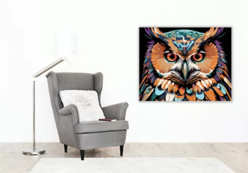 Neon Bagoly Élénk Textúrákkal - számfestő készlet - Számfestő.hu - 40×50cm - keret nélkül
