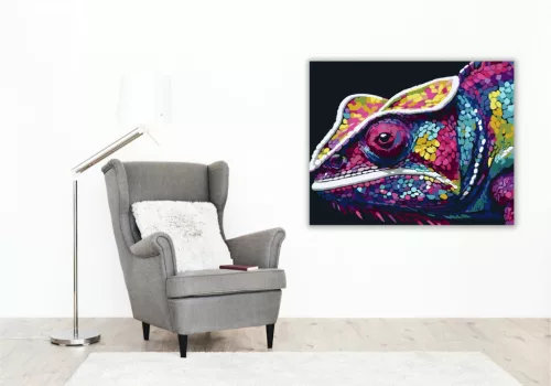 Neon Színű Kaméleon - számfestő készlet - Számfestő.hu - 40×50cm - keret nélkül