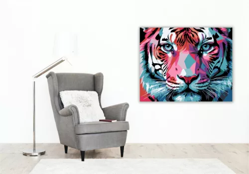 Neon Színátmenetek és Tigris Arc - számfestő készlet - Számfestő.hu - 50×60cm - keret nélkül