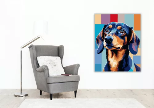 Absztrakt Tacskó Élénk Színekkel - számfestő készlet - Számfestő.hu - 40×50cm - keret nélkül