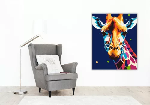 Élénk Színű Zsiráf Absztrakt Textúrákkal - számfestő készlet - Számfestő.hu - 40×50cm - keret nélkül