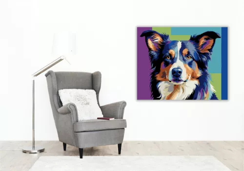 Neon Színű Border Collie - számfestő készlet - Számfestő.hu - 60×70cm - keret nélkül