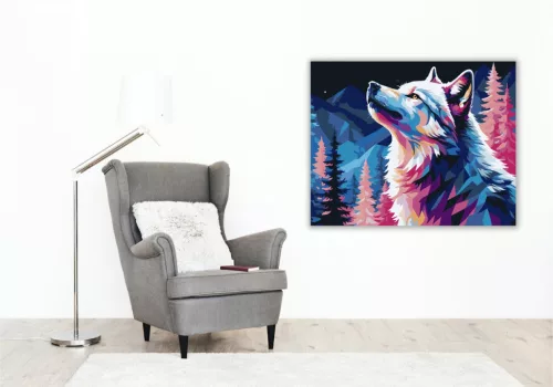 Neon Textúrájú Farkas - számfestő készlet - Számfestő.hu - 40×50cm - keret nélkül