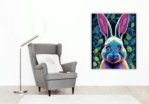 Neon Színű Nyúl Élénk Textúrákkal - számfestő készlet - Számfestő.hu - 50×60cm - keret nélkül