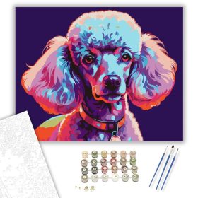 Neon Színű Poodle - számfestő készlet - Számfestő.hu - 40×50cm - keret nélkül