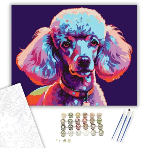 Neon Színű Poodle - számfestő készlet - Számfestő.hu - 40×50cm - keret nélkül