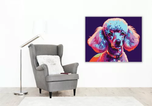 Neon Színű Poodle - számfestő készlet - Számfestő.hu - 40×50cm - keret nélkül