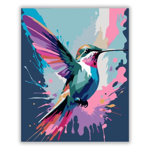 Neon Kolibri Absztrakt Színekben - számfestő készlet - Számfestő.hu