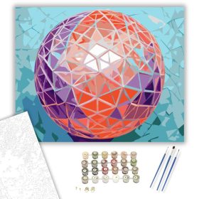 Neon Geometrikus Gömb - számfestő készlet - Számfestő.hu - 40×50cm - keret nélkül