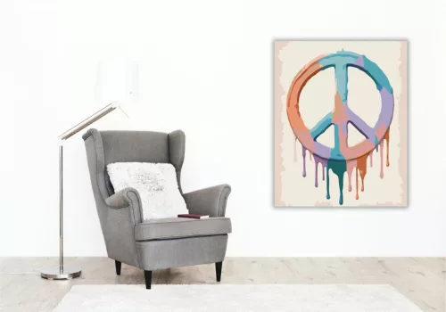 Színes Békeszimbólum - számfestő készlet - Számfestő.hu - 50×60cm - keret nélkül