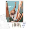 Zsiráf és Sziklák Minimalista Stílusban - számfestő készlet - Számfestő.hu - 60×70cm - keretre feszítve