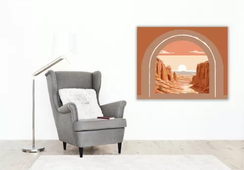 Terrakotta Naplemente Ívekkel - számfestő készlet - Számfestő.hu - 40×50cm - keret nélkül