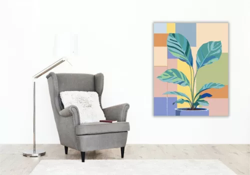 Színes Nagylevelű Növény - számfestő készlet - Számfestő.hu - 60×70cm - keret nélkül