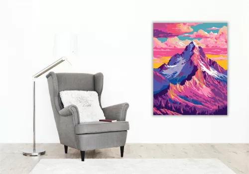 Neon Színű Hegység - számfestő készlet - Számfestő.hu - 80×100cm - keret nélkül