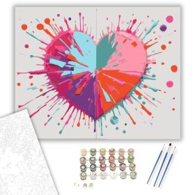 Színpompás Szívrobbanás - számfestő készlet - Számfestő.hu - 40×50cm - keret nélkül