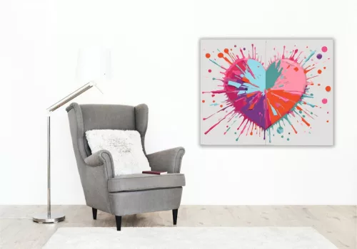 Színpompás Szívrobbanás - számfestő készlet - Számfestő.hu - 40×50cm - keret nélkül