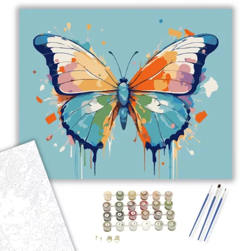 Színpompás Pillangó Absztrakt Hátterű - számfestő készlet - Számfestő.hu - 60×70cm - keret nélkül